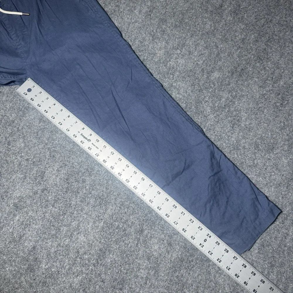 Dandy Del Mar Linen Blend Drawstring Pants Navy Blue Men Large Coconut Button